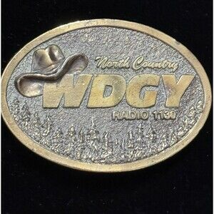 WDGY Radio Belt Buckle Limited Edition Gold Tone Brass